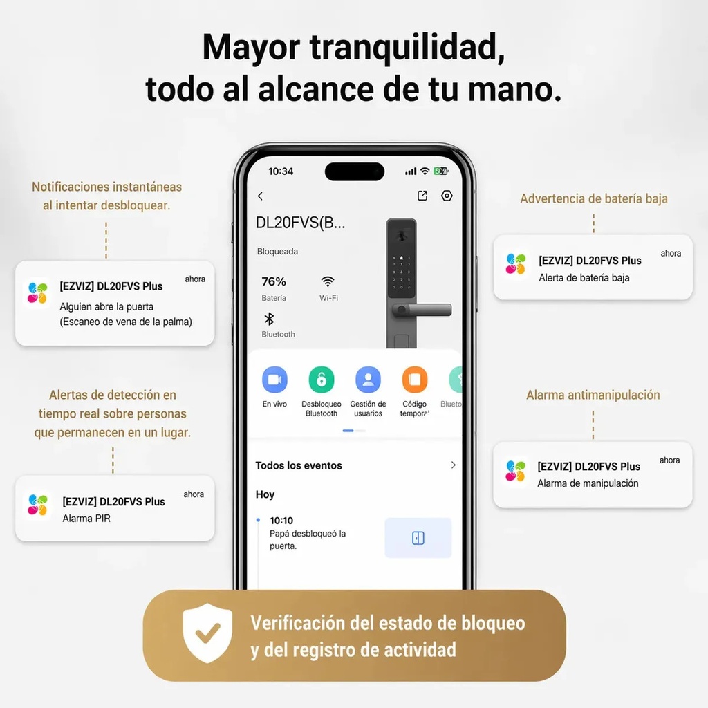 Cerradura Con reconocimiento Facial DL20 múltiples formas de desbloqueo