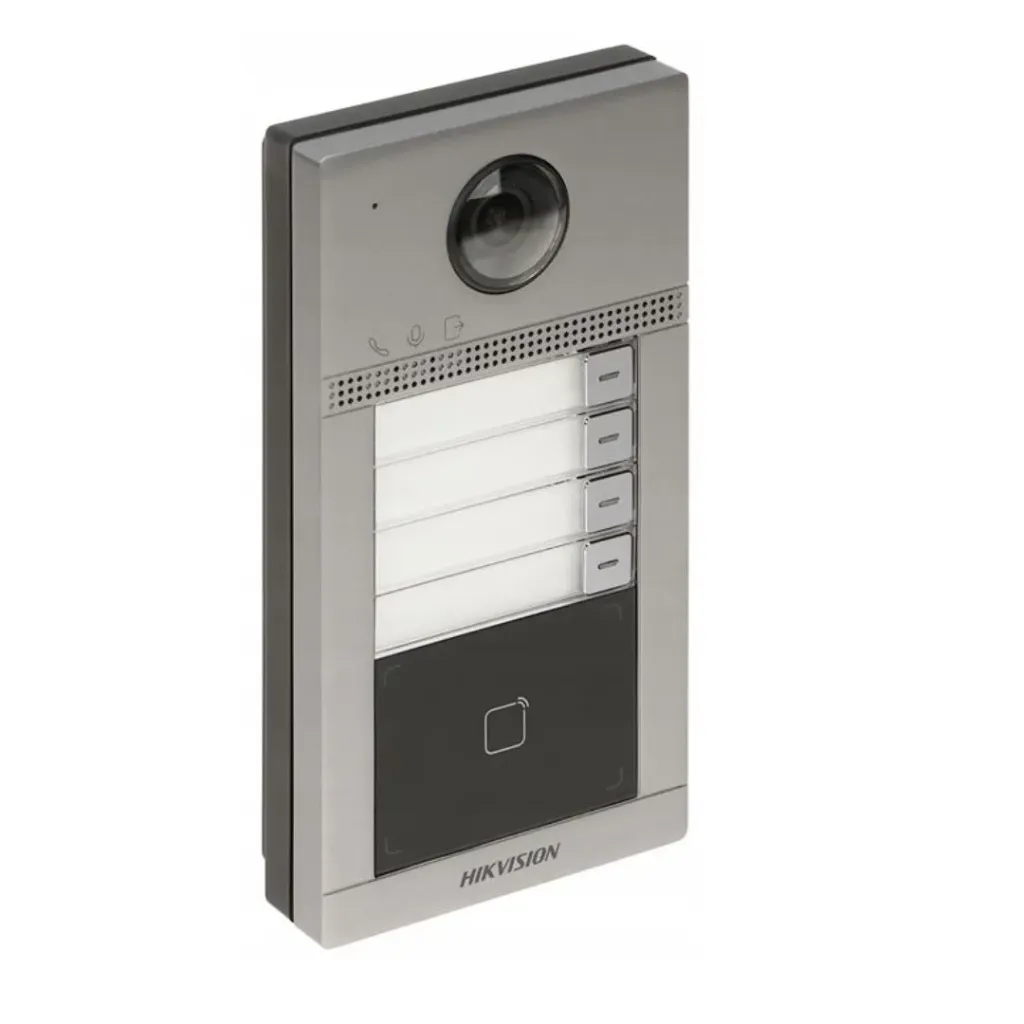 HIKVISION VIDEOPORTERO 2MP, 4 BOTONES, IR ETHERNET 10/100 MBPS, IP65, POE ESTANDAR