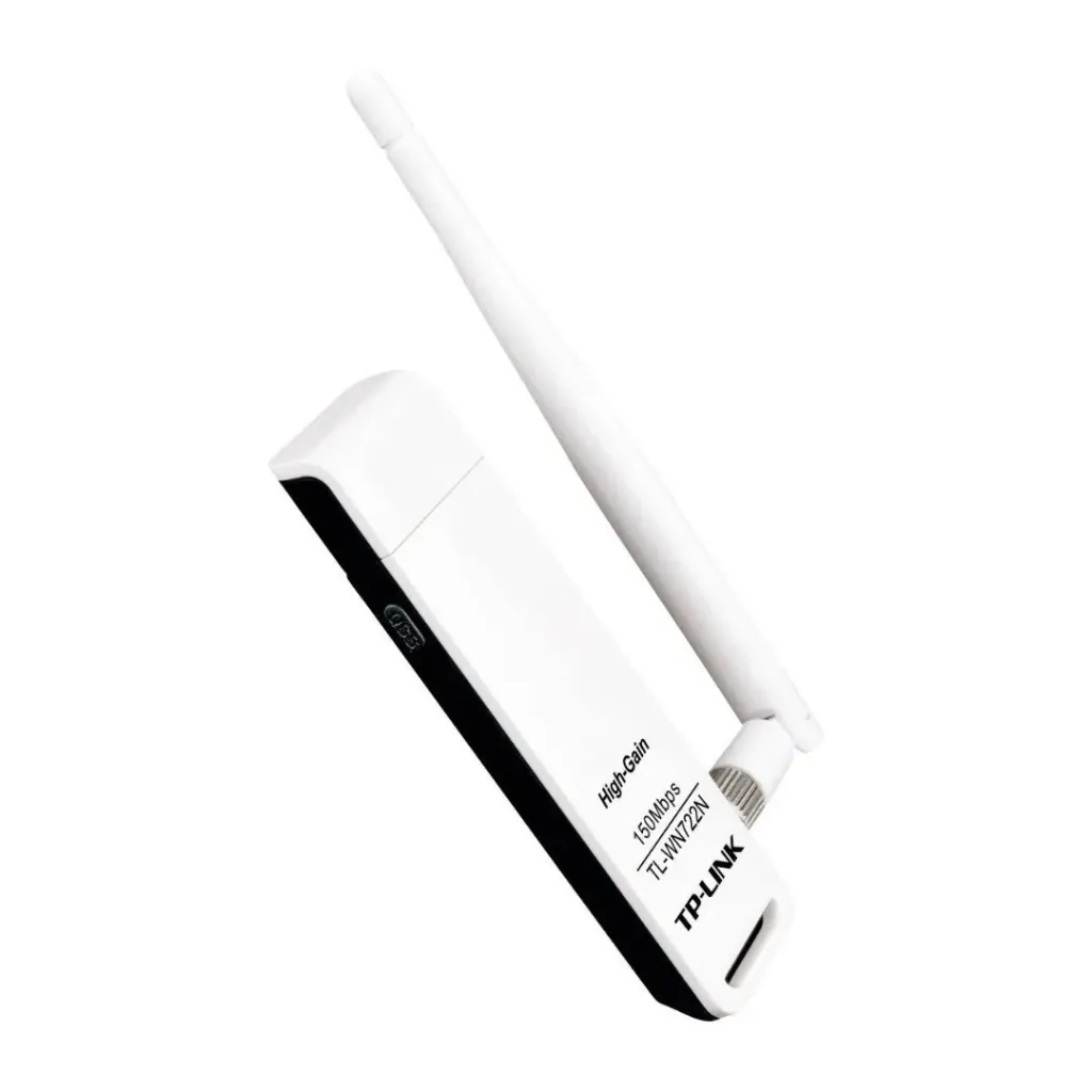 [TL-WN722N] TP-Link Adaptador de Red USB TL-WN722N, N150Mbps, 2.4 Ghz, 1 Antena externa desmontable.