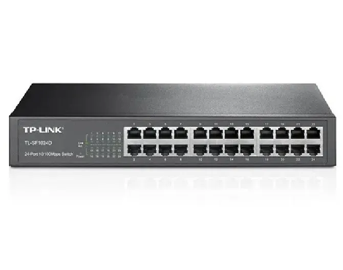 SWITCH TP-LINK NO ADMINISTRABLE 24 PUERTOS FAST ETHERNETDE ESCRITORIO Y PARA MONTAJE EN RACK