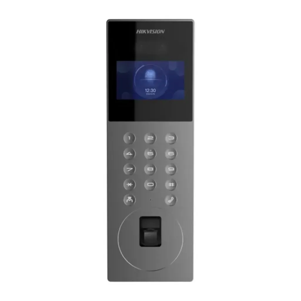 VIDEOPORTERO IP 2MP MULTIAPARTAMENTO CON RECONOCIMIENTO FACIAL /HUELLAS DACTILARES LLAMADA A APP HIKCONNECT / PROTECCIÓN IP65 / APERTURA POR ROSTRO, TARJETA O HUELLA