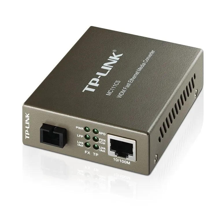 Convertidor de fibra TP-Link MC111CS, SC monomodo de 10 / 100Mbps RJ45 a 100Mbps, Full-duplex, Tx: 1550nm, Rx: 1310nm, hasta 20Km, solo hilo lado A.