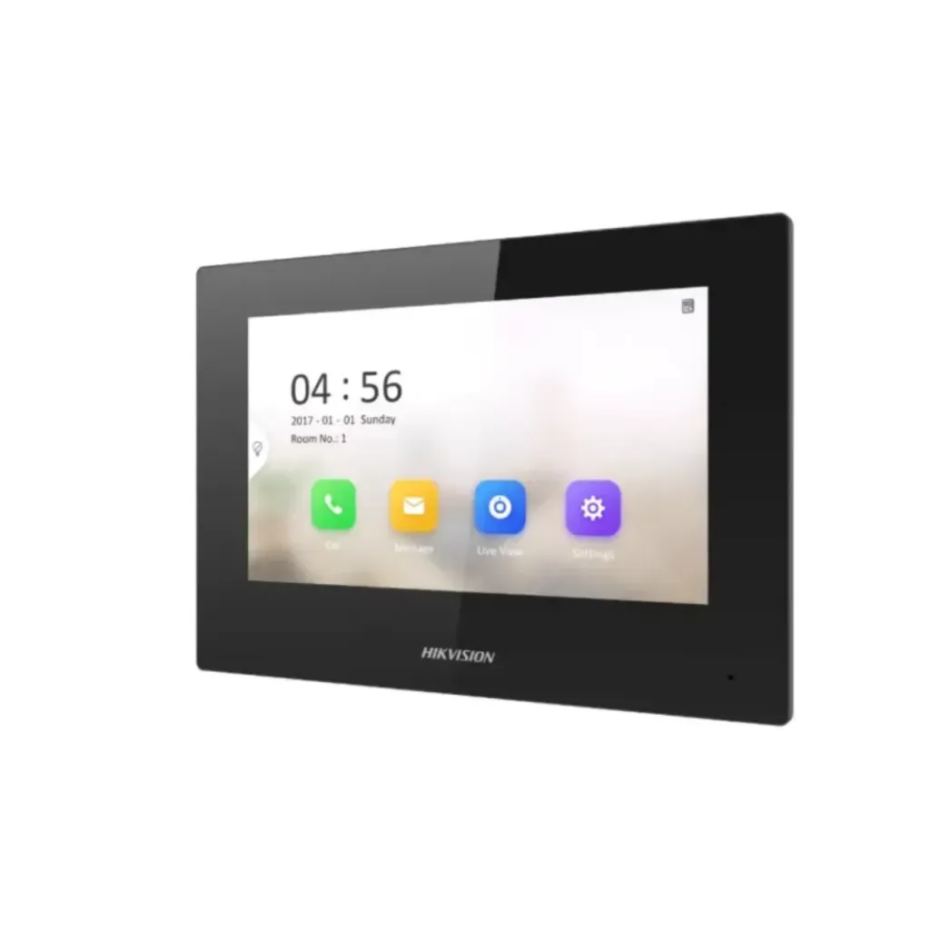 [DS-KH6320-LE1(B)] Hikvision Video Portero DS-KH6320-LE1(B), Pantalla para video portero IP TOUCH 7" PoE estándar, Audio doble vía.