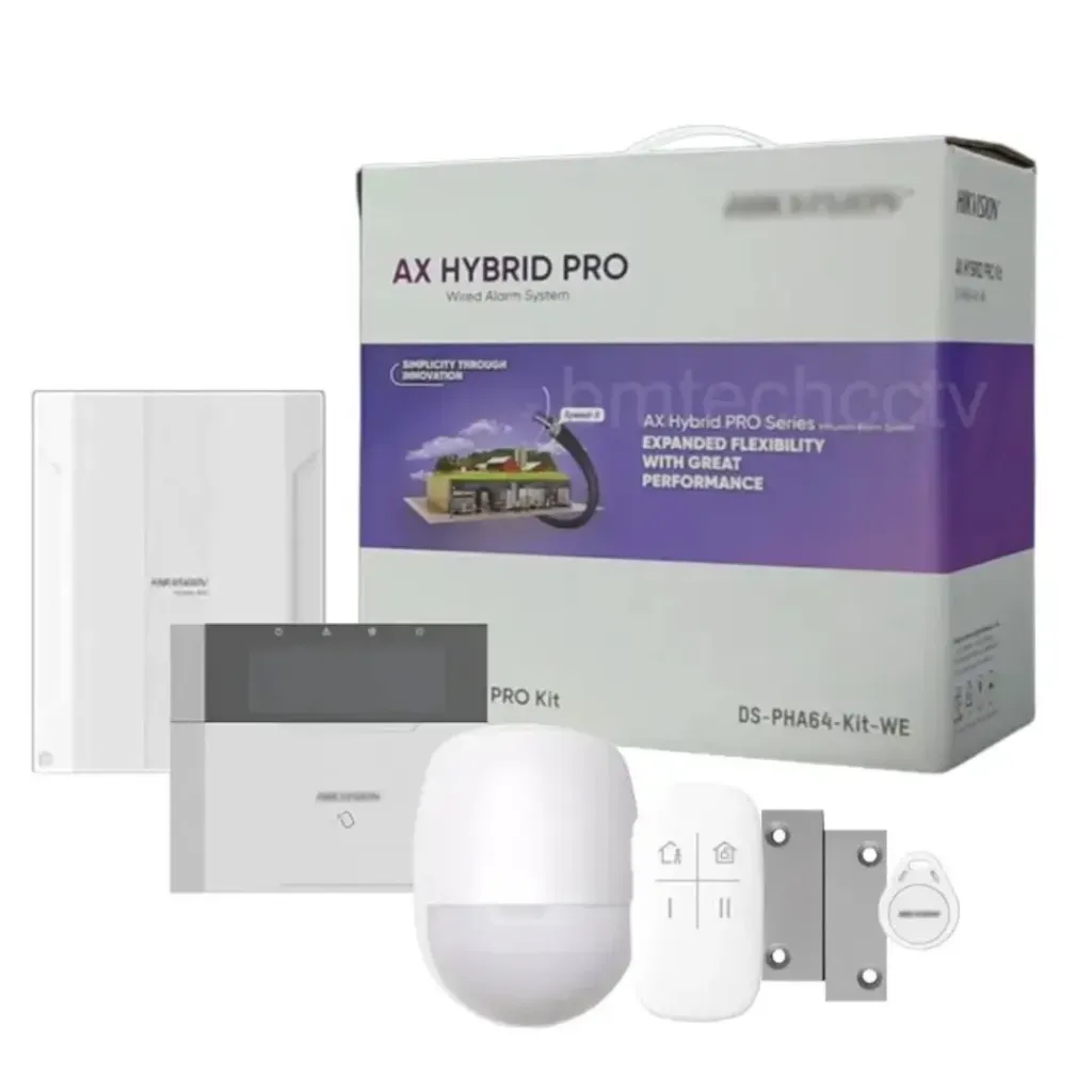 HIKVIISON KIT PROFESIONAL HÍBRIDO AX Hybrid incluye panel PHA64, teclado, llavero, 2PIR, un magnetico y 2 tags
Contiene:
- 1 Central de Alarma DS-PHA64-LP
- 2 Sensores de Movimiento PIR DS-PDP18-EG2
- 1 Teclado LCD DS-PK1-LRT-HWB
- 1 Control Remoto DS-PKF