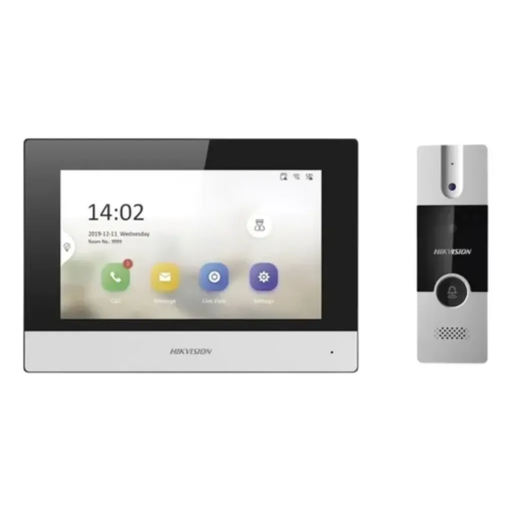 Hikvision Video Portero Kit DS-KIS302-P, Análogo con función de llamada a App HIK-CONNECT / Expandible a más equipos.