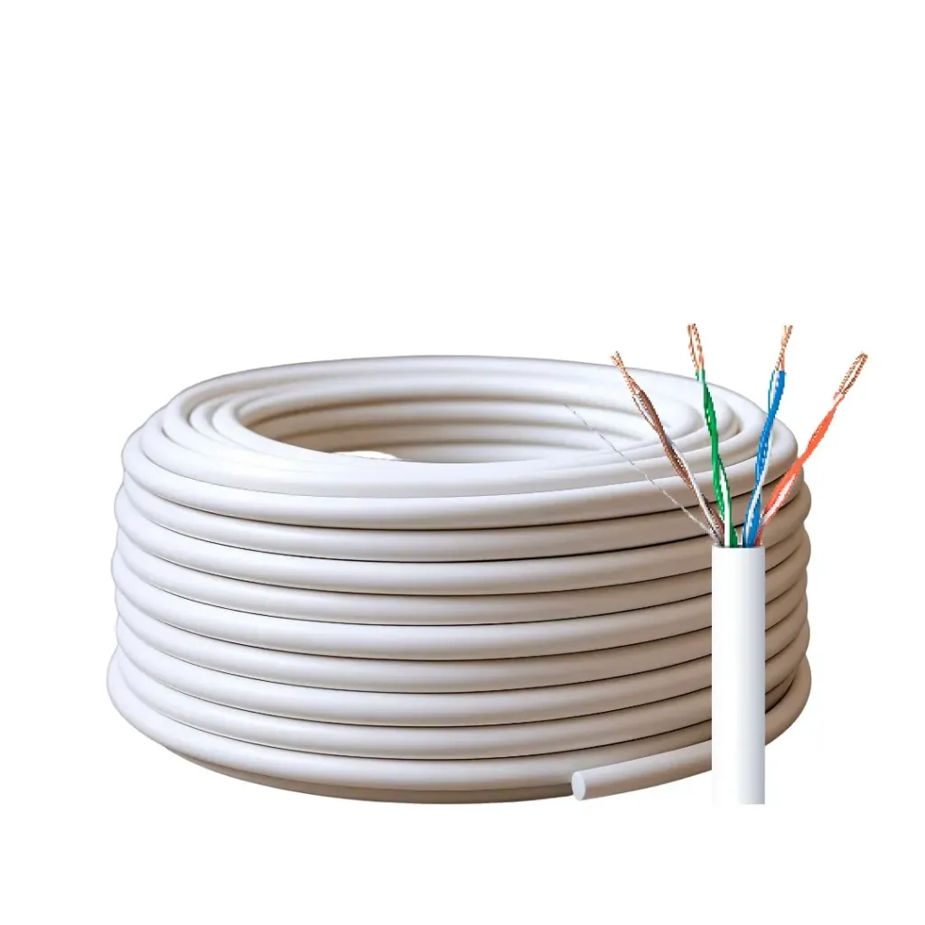 [TCUTPCAT5E] Cable UTP [TCUTPCAT5E], Cat 5E Int x 305mts Aleación 70/30 25AWG 4P*2 CCA 75° Chaqueta Blanca / Caja PullUp