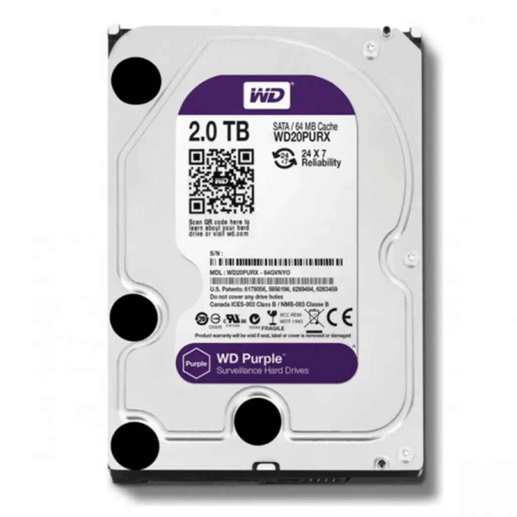 DISCO DURO 2TB MARCA WESTER DIGITAL PURPLE 3 AÑOS GARANTIA