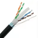 Cable UTP [TCUTPCAT6EXT], Cat 6 Ext x 305mts Aleación 70/30 25AWG 4P*2 CCA 75° Doble Chaqueta Negra, Carrete Madera.