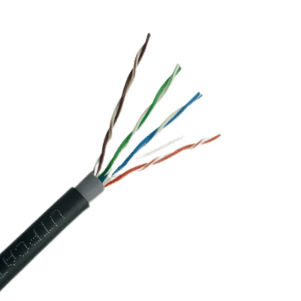 [TPUTPCAT5E100EXT] CABLE UTP CATEGORIA 5E EXTERIOR ROLLO 100 METROS ALEACION 70/30 24AWG 4P*2 CCA 75 GRADOS DOBLE CHAQUETA NEGRA EMPAQUE PE