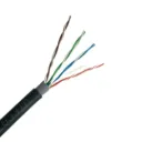 CABLE UTP CATEGORIA 5E EXTERIOR ROLLO 100 METROS ALEACION 70/30 24AWG 4P*2 CCA 75 GRADOS DOBLE CHAQUETA NEGRA EMPAQUE PE