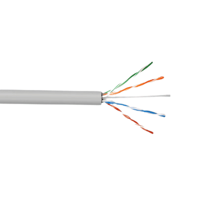 [TPUTPCAT5E] Cable UTP [TPUTPCAT5E], Cat 5E Int x 305mts Aleación 70/30 25AWG 4P*2 CCA 75° Chaqueta Blanca / Caja PullUp