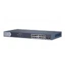 Hikvision Switch DS-3E1518P-SI, Gigabit PoE+ / Administrable / 16 puertos 10/100/1000 Mbps PoE+ / 2 puertos SFP / configuración remota desde Hik-Pro Connect / PoE hasta 250 metros / 225 W