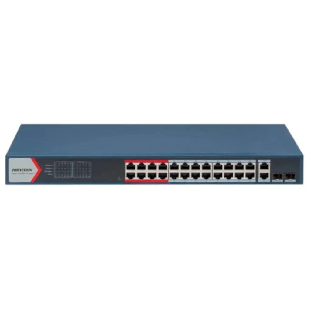 HIKVISION SWITCH  24 X PUERTO POE 10/100/1000 MBPS POE+ / 1 PUERTO RJ45  1 GIGABIT 10/100/1000 MBPS 230 W