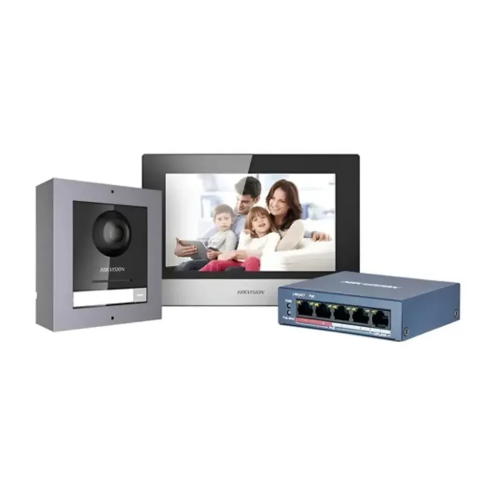 Hikvision Video Portero Kit DS-KIS602(B), IP LITE con llamada a App de Smartphone (HikConnect) / (IP65) / PoE Estándar.