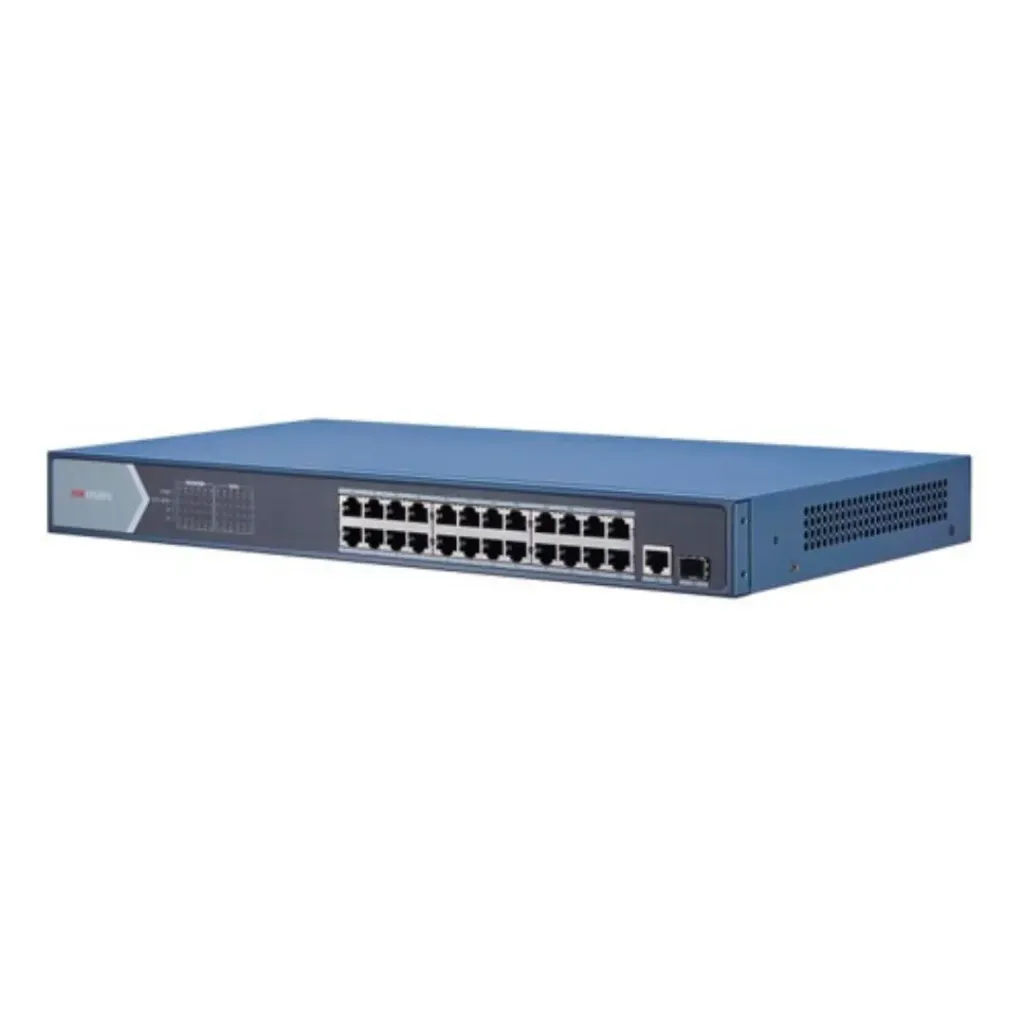 [DS-3E0526P-E] Hikvision Switch DS-3E0526P-E, Gigabit PoE+ / No Administrable / 24 puertos 10/100/1000 Mbps PoE+ / 1 puertos SFP de Uplink / 1 Puerto Ethernet Uplink 370 Watts