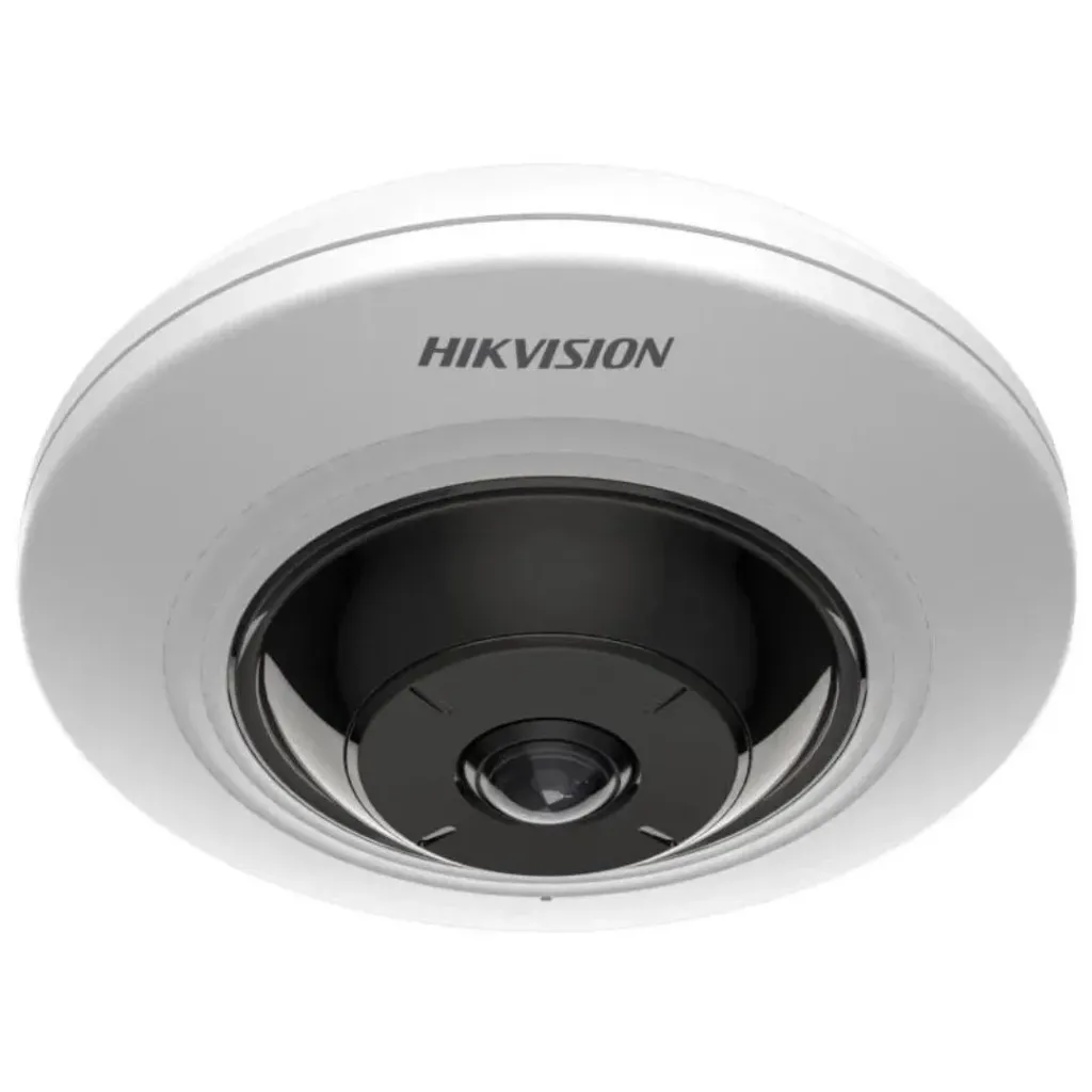 Hikvision Cámara IP DS-2CD2955G0-ISU, Mini Fisheye 5MP, Panorámica 180°, 360° / Mic /  PoE / Alarmas I/O / Micro SD.