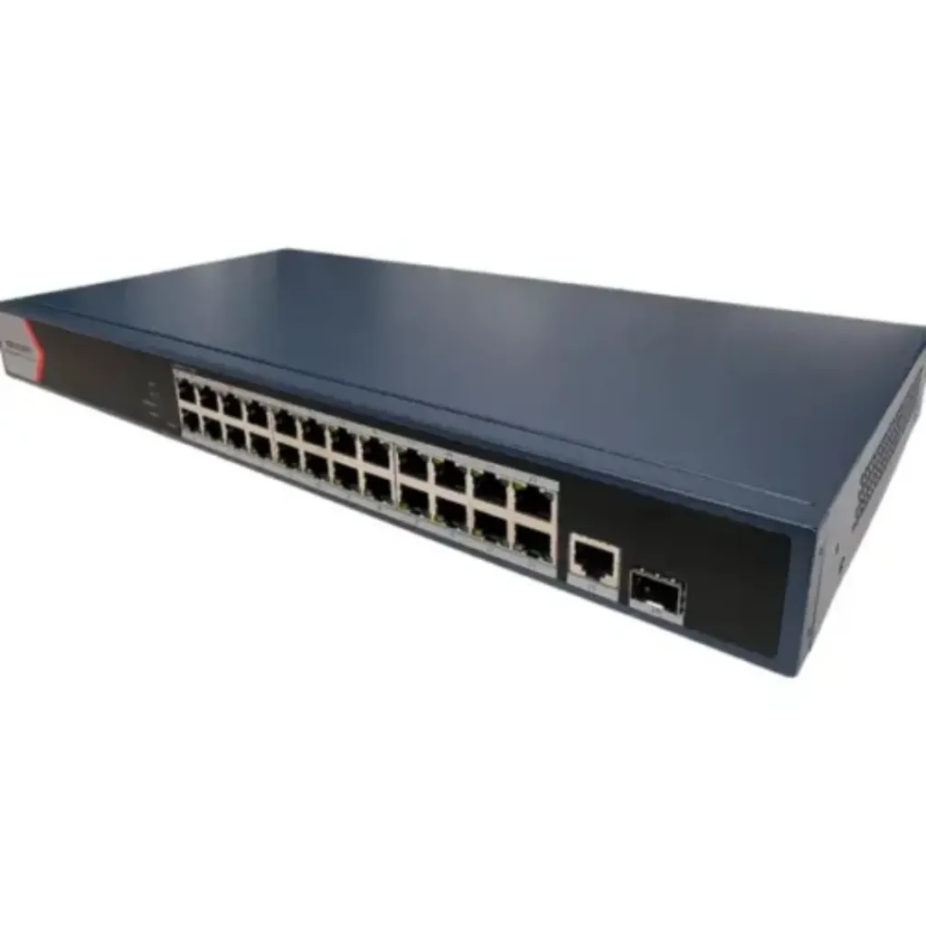 Hikvision Switch DS-3E1526P-EI/M(O-STD), 24 Puertos PoE 10/100/1000 Mbps PoE+ / 1 Puerto RJ45 1 Gigabit 10/100/1000 1 Puerto Fibra Optica Mbps 230 W