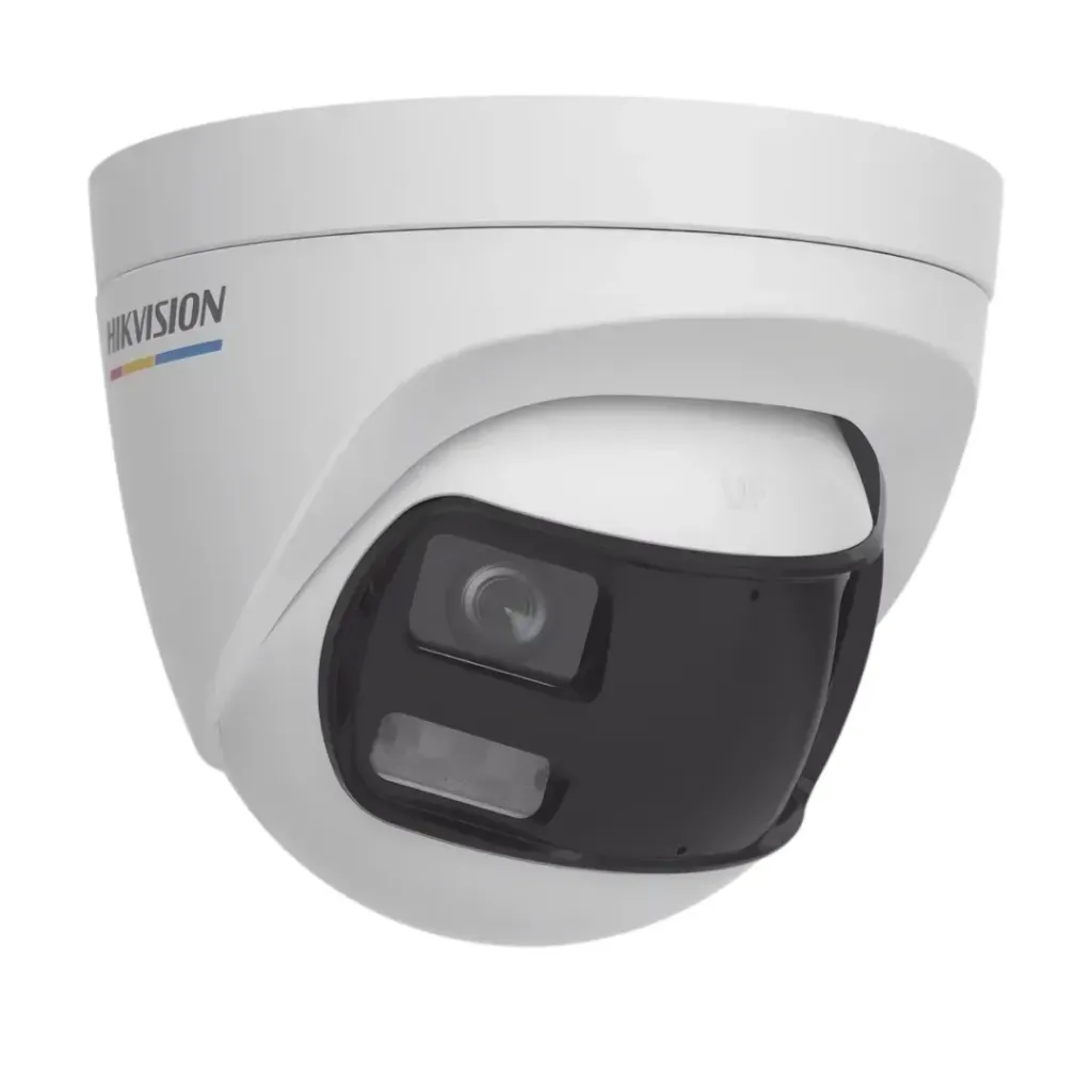 Hikvision Cámara Turbo DS-2CE72KF3TP-DLS(180°)(O-STD), Torreta 3K, doble lente / ColorVu.