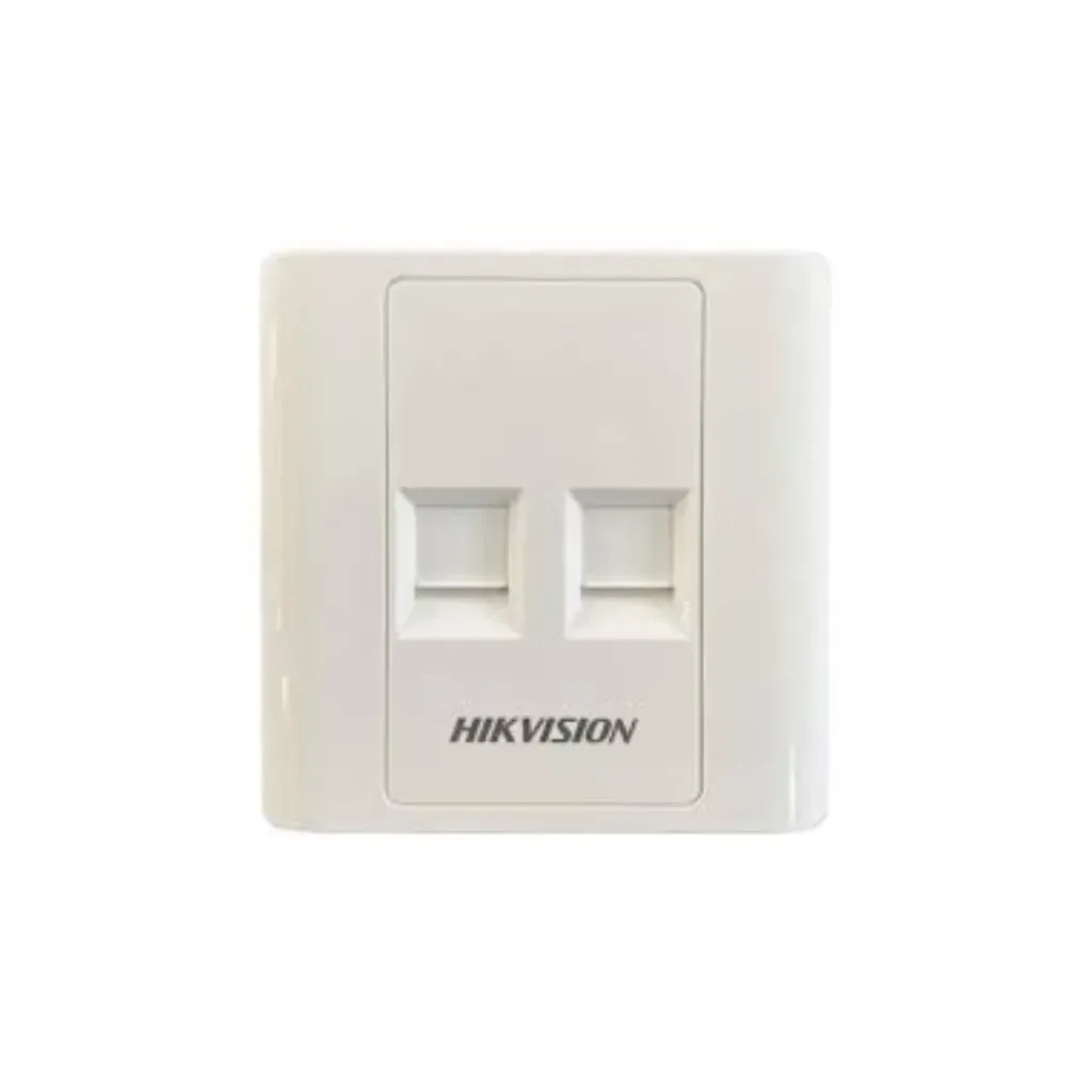 HIUKVISION FACEPLATE 2 PUERTO RJ45 / RECTANGULAR / BLANCO ABS / UL94 V‑0