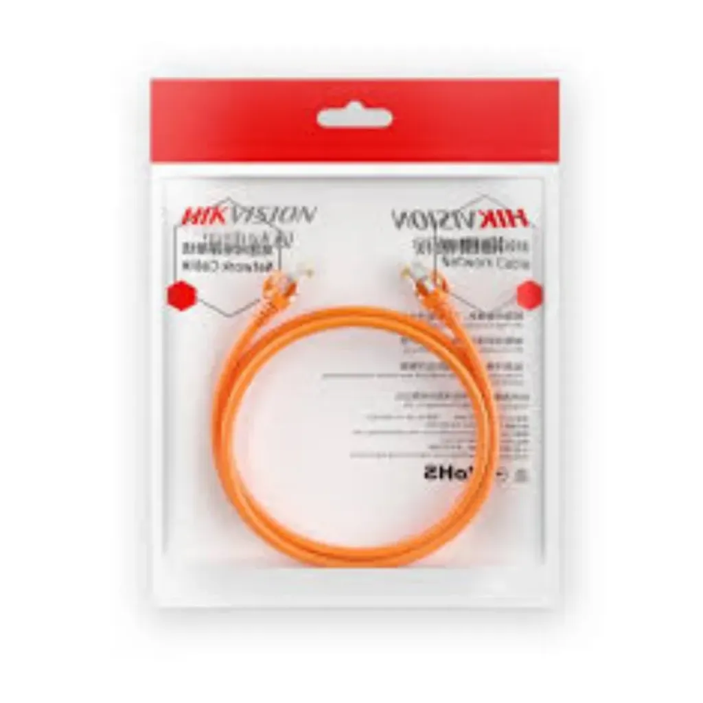 Hikvision Cable DS-1NP6UEC0(O-STD), Patch Cord Cat6 U/UTP/Cobre Solido/3Mts/Contactos ORO/Color Naranja