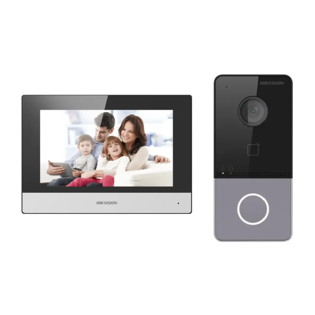 [DS-KIS603-P(C)(O-STD)] Hikvision Video Portero Kit DS-KIS603-P(C)(O-STD), IP Incluye Estación (IP65), Soporta PoE.