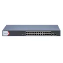 Hikvision Switch DS-3E1526P-S, 24 Puertos Gigabit PoE + 2 Puertos SFP / PoE 370 W / 56 Gbps / Administración Inteligente / WATCHDOG / 300 M / 6 KV / Rackeable