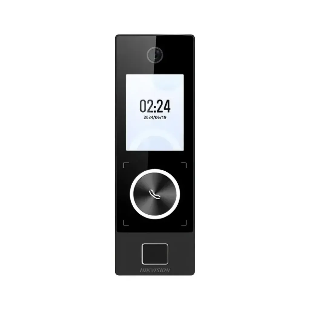 HIKVISION Terminal Facial Min Moe WiFi & PoE con Botón de Llamada y LECTOR DE HUELLA / Exterior IP65 / Tarjetas Virtuales Bluetooth con HikConnect Teams / 1000 Rostros y 3,000 Huellas