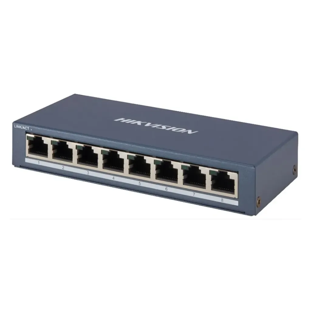 Hikvision Switch DS-3E0508-O(O-STD), Gigabit No Administrable de Escritorio de 8 Puertos 10 / 100 / 1000 Mbps.